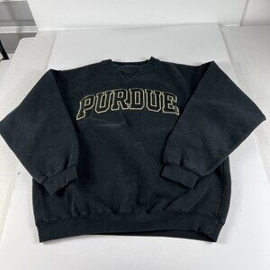 Y2K J America Purdue Boiler Makers Sweatshirt Adult Large Black Faded Crewneck